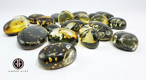 "Earth Stone" Green Amber Free Shape Cabochons