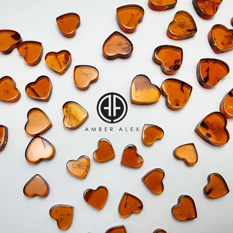 Cognac Amber Calibrated Heart Shape Cabochons