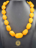 Antique Amber Twisted Olive Beads Necklace 14k Gold Plated