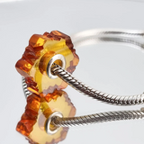 Cognac Amber Carved Charm Bead