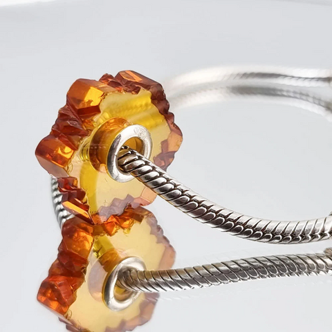 Cognac Amber Carved Charm Bead