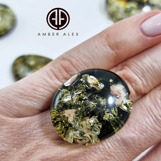 "Earth Stone" Green Amber Free Shape Cabochons