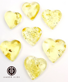 Lemon Amber Heart Shape Cabochons