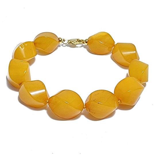 Antique Amber Twisted Olive Beads Bracelet