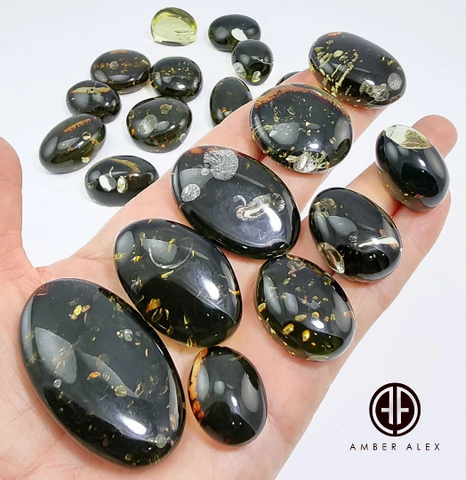 "Earth Stone" Green Amber Free Shape Cabochons