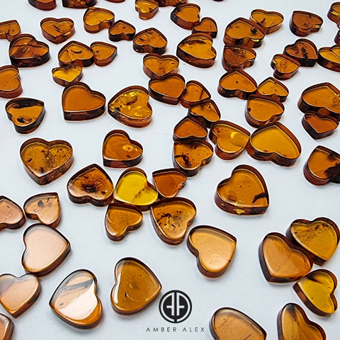 Cognac Amber Calibrated Heart Shape Cabochons