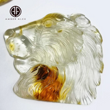 Fossil Amber Carved Lion Cabochon