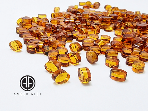 Cognac Amber Calibrated Oval Cabochons 5pcs