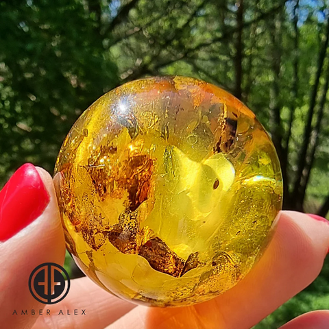 Natural Baltic Amber Sphere Ball Stone