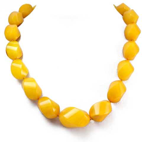 Antique Amber Twisted Olive Beads Necklace 14k Gold Plated