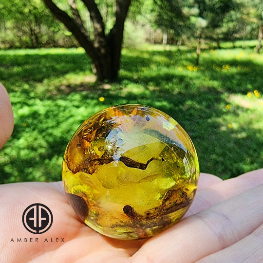 Natural Baltic Amber Sphere Ball Stone