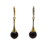 Cherry Amber Round Bead Dangle Earrings 14K Gold Plated - Amber Alex Jewelry
