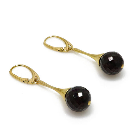 Cherry Amber Round Bead Dangle Earrings 14K Gold Plated - Amber Alex Jewelry