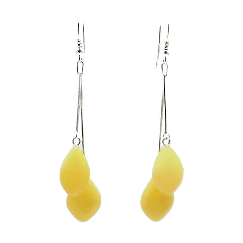 Milky Amber Drop Dangle Earrings Sterling Silver - Amber Alex Jewelry