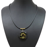 Engraved Amber Slab Pendant & Leather Necklace - Amber Alex Jewelry