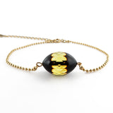 SPARKLIMG ELEGANCE Two-toned Faceted Amber Olive Bead Chain Bracelet 14K Gold Plated