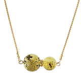 Fossil Round Beads Chain Necklace 14K Gold Plated
