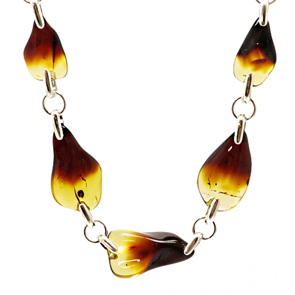 Gradient Amber Waves & Sterling Silver Necklace - Amber Alex Jewelry