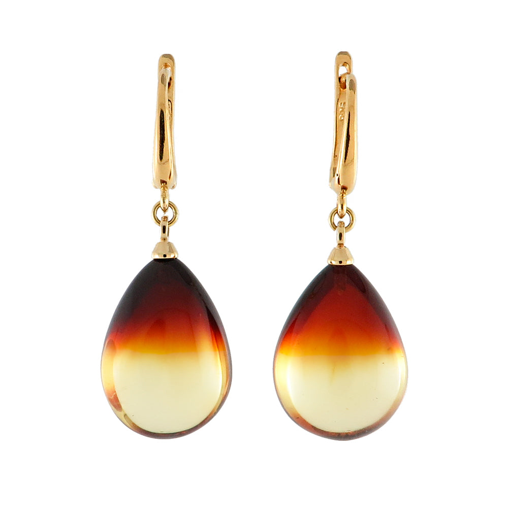 Gradient Amber Drop Dangle Earrings 14K Gold Plated - Amber Alex Jewelry