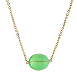 Green Olive shape Bead Chain Necklace 14K Gold Plated