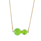 Green Round Beads Chain Necklace 14K Gold Plated