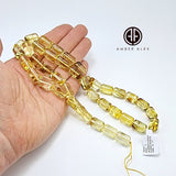 Transparent With Fossil Amber Barrel 9mm Islamic Prayer Beads