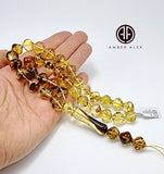 Transparent With Fossil  Amber Istanbul Cut Islamic Prayer Beads