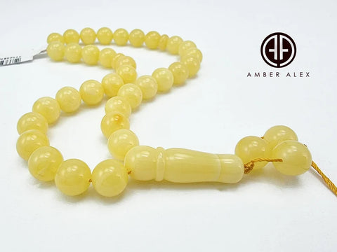 Milky Amber Round Shape 8 mm Islamic Prayer Beads