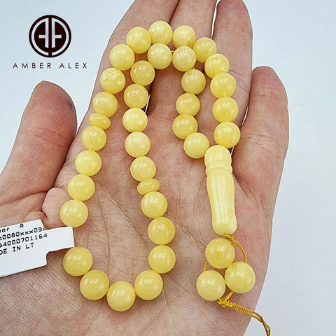 Milky Amber Round Shape 8 mm Islamic Prayer Beads