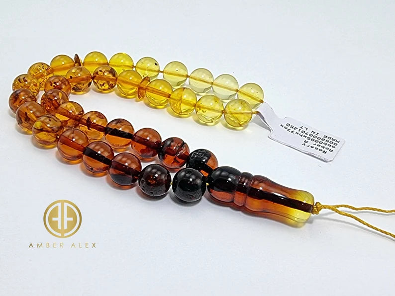 Gradient Amber Round Shape 8.5 mm Islamic Prayer Beads