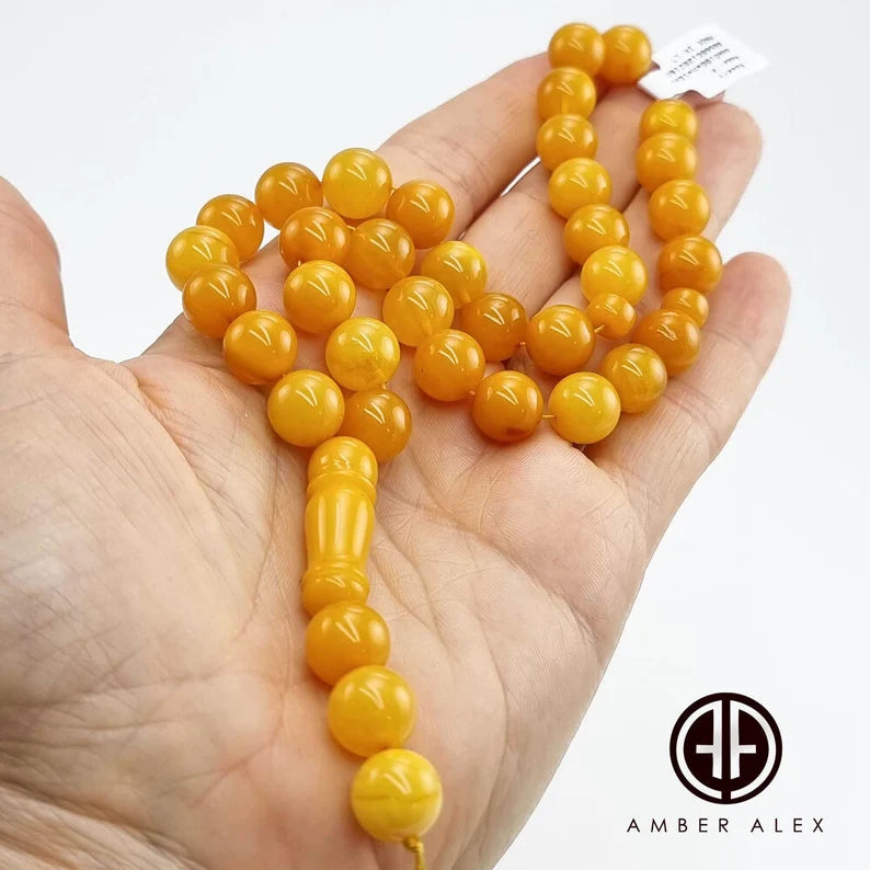 Antique Amber Round Shape 10mm Islamic Prayer Beads