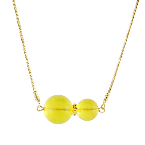 Lemon Round Beads Chain Necklace 14K Gold Plated - Amber Alex Jewelry