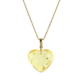 Lemon Amber Heart Pendant & Chain Necklace 14K Gold Plated