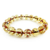 Lemon with Dark Flakes Amber Round Beads Stretch Bracelet - Amber Alex Jewelry