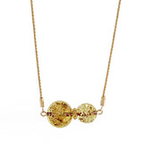 Lemon with Flakes Round Beads Chain Necklace 14K Gold Plated - Amber Alex Jewelry