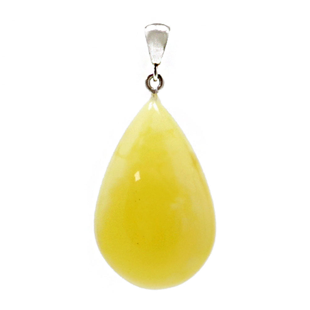 Milky Amber Drop Pendant Sterling Silver - Amber Alex Jewelry