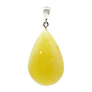 Milky Amber Drop Pendant Sterling Silver - Amber Alex Jewelry