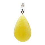 Milky Amber Drop Pendant Sterling Silver