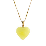 Milky Amber Heart Pendant & Chain Necklace 14K Gold Plated