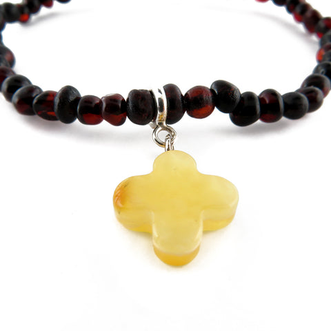 Cherry Amber Baroque Beads Bracelet with Charm Pendant - Amber Alex Jewelry