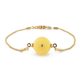Milky Amber Charm Bead Chain Bracelet 14K Gold Plated