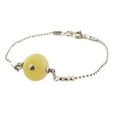 Milky Amber Charm Bead Chain Bracelet Sterling Silver - Amber Alex Jewelry