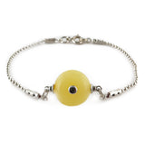 Milky Amber Charm Bead Chain Bracelet Sterling Silver - Amber Alex Jewelry