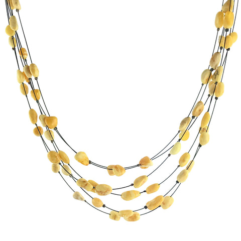 Milky Amber Nugget Beads Rain Necklace