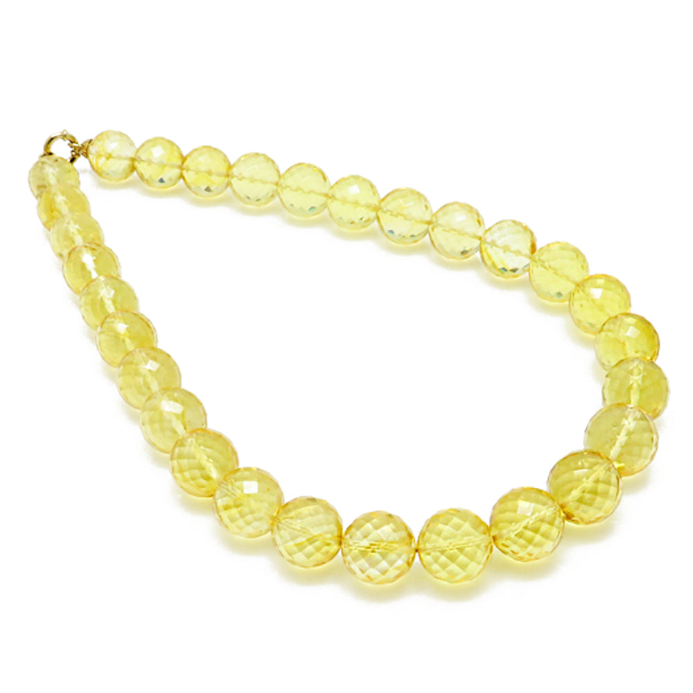 Lemon Amber Faceted Round Beads Necklace - Amber Alex Jewelry