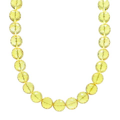 Lemon Amber Faceted Round Beads Necklace - Amber Alex Jewelry