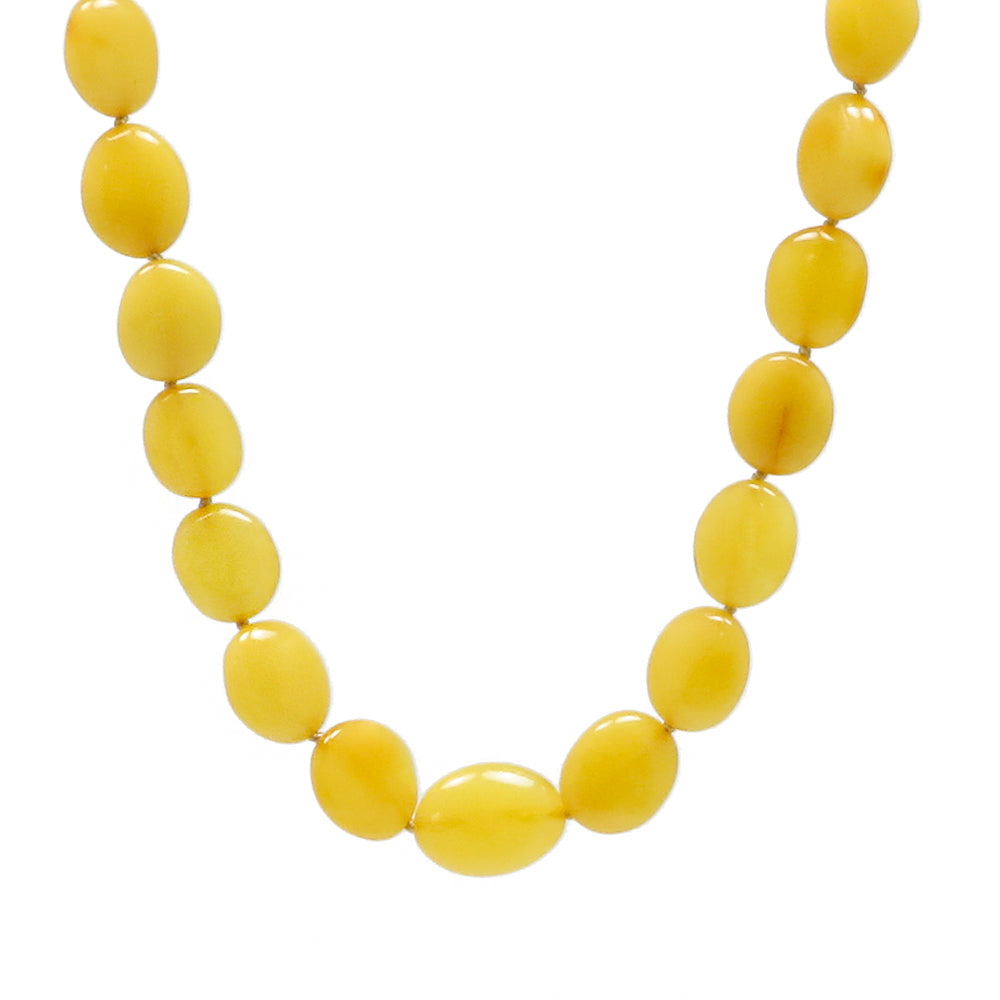 Milky Amber Bean Beads Necklace - Amber Alex Jewelry