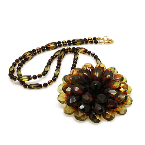 Gradient Amber Flower Necklace - Brooch - Amber Alex Jewelry