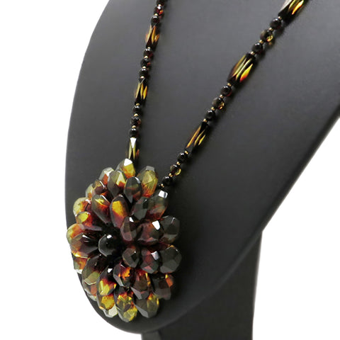 Gradient Amber Flower Necklace - Brooch - Amber Alex Jewelry