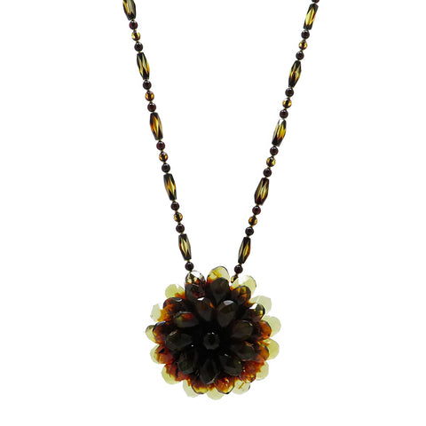 Gradient Amber Flower Necklace - Brooch - Amber Alex Jewelry